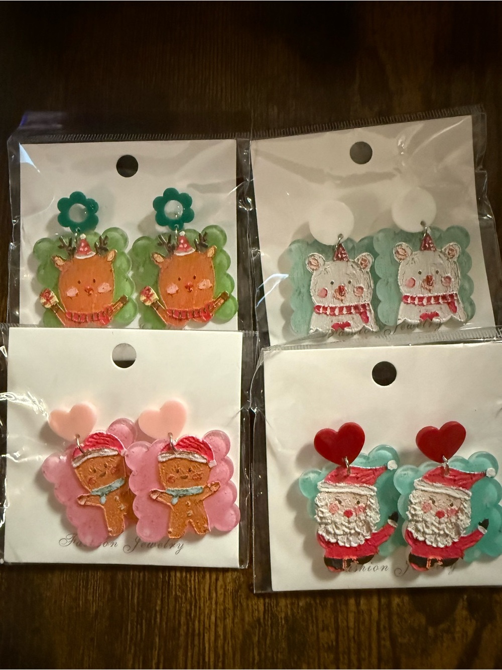 Cute Christmas Character Earrings - set of 4